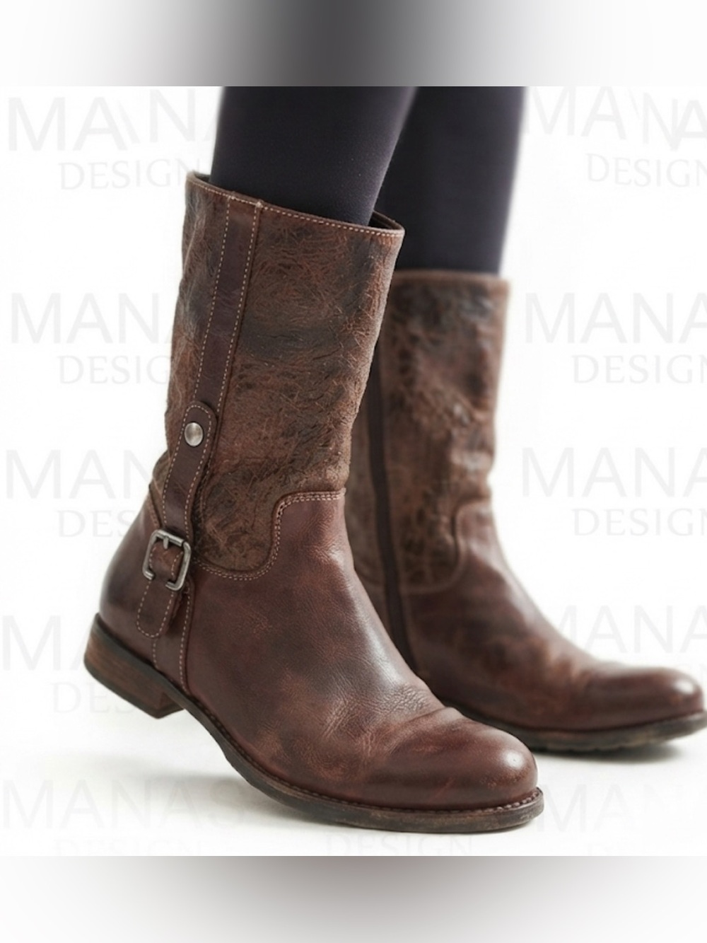 Authentic Manas Design designer convertible brown leather boots sz 7